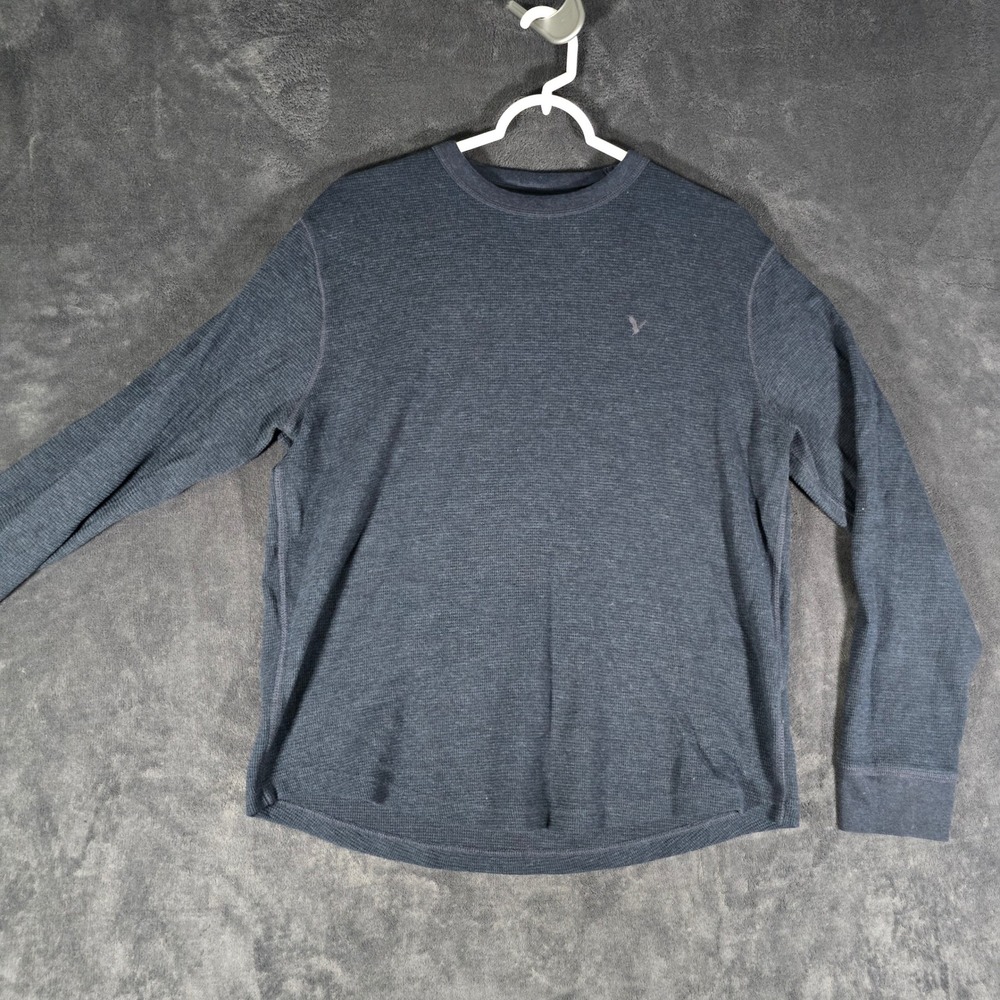 American Eagle Mens Thermal Shirt Long Sleeve Crew‎ Neck Gray Medium M
